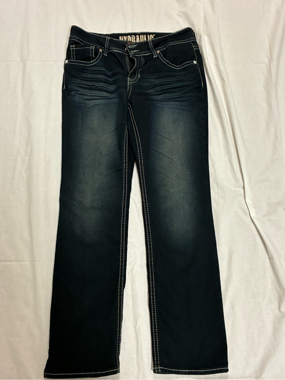 Hydraulic Women's Dark Blue Bootcut Jeans with Contrast Stitching Size 12